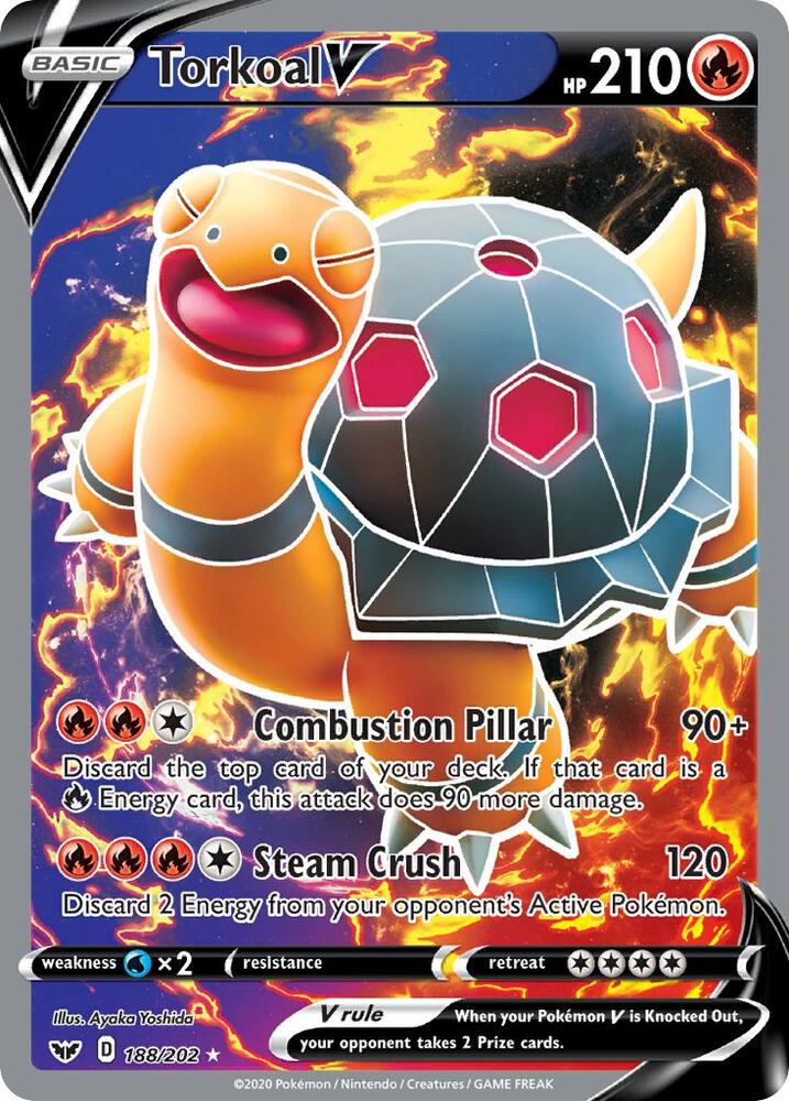 Torkoal V (Full Art) 188/202 card from SWSH01: Sword & Shield Base Set