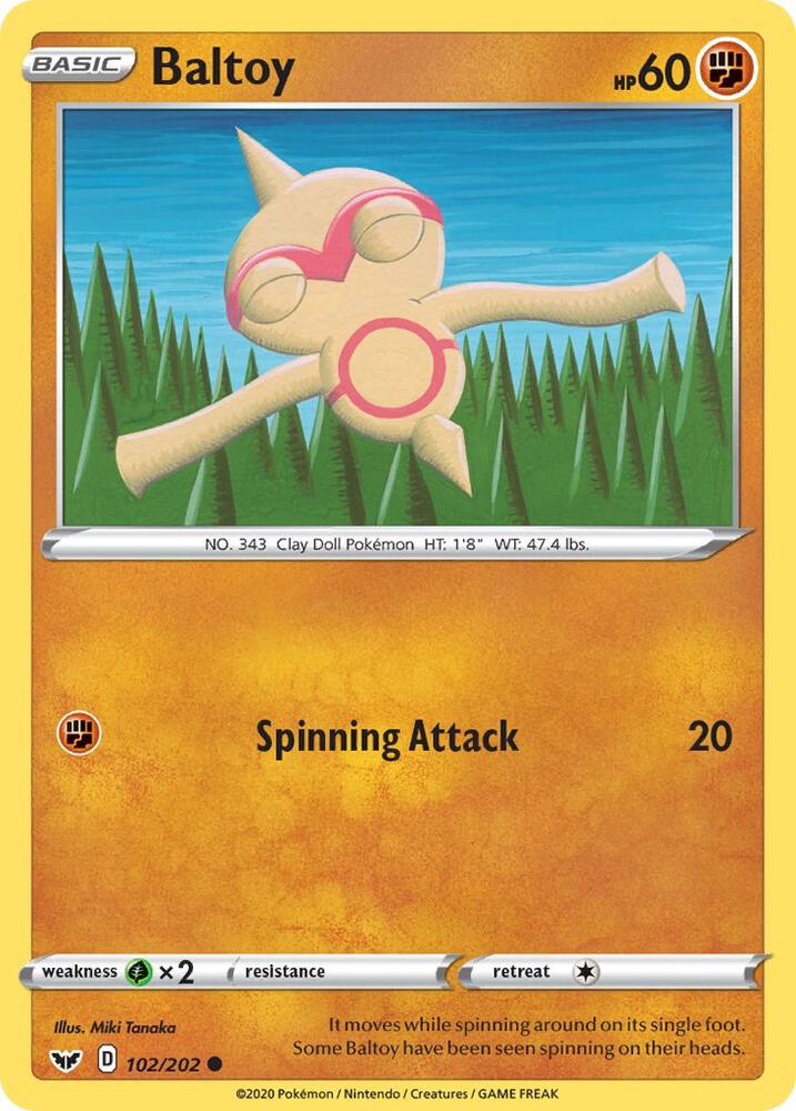 Baltoy (102) 102/202 card from SWSH01: Sword & Shield Base Set