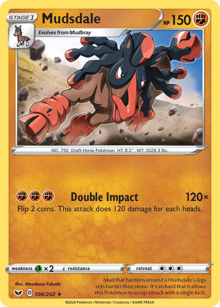 Mudsdale 106/202 card from SWSH01: Sword & Shield Base Set