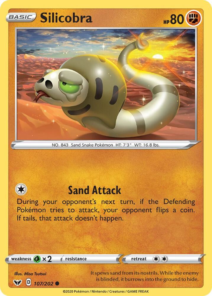 Silicobra (107) 107/202 card from SWSH01: Sword & Shield Base Set