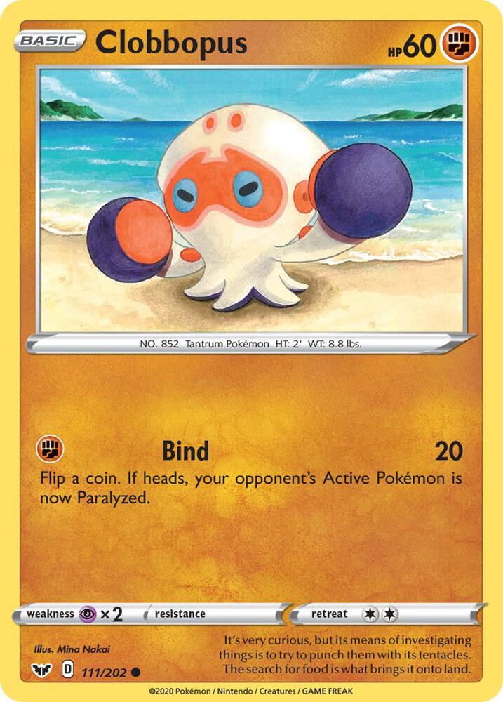 Clobbopus (111) 111/202 card from SWSH01: Sword & Shield Base Set