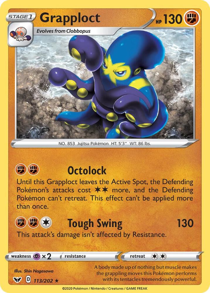 Grapploct 113/202 card from SWSH01: Sword & Shield Base Set