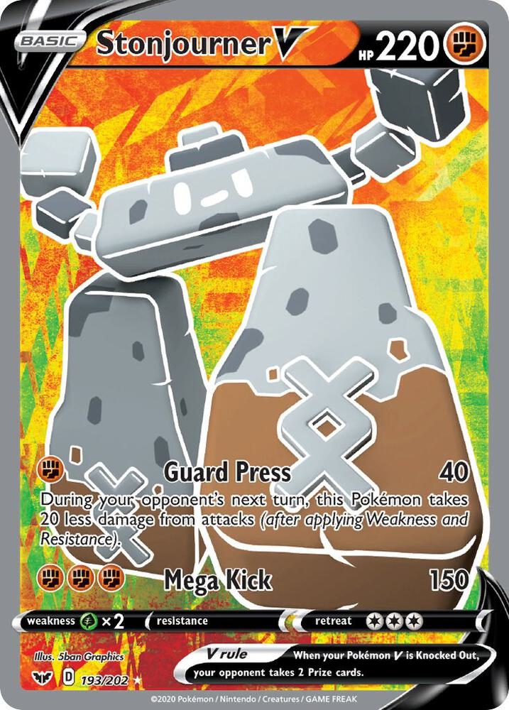 Stonjourner V (Full Art) 193/202 card from SWSH01: Sword & Shield Base Set