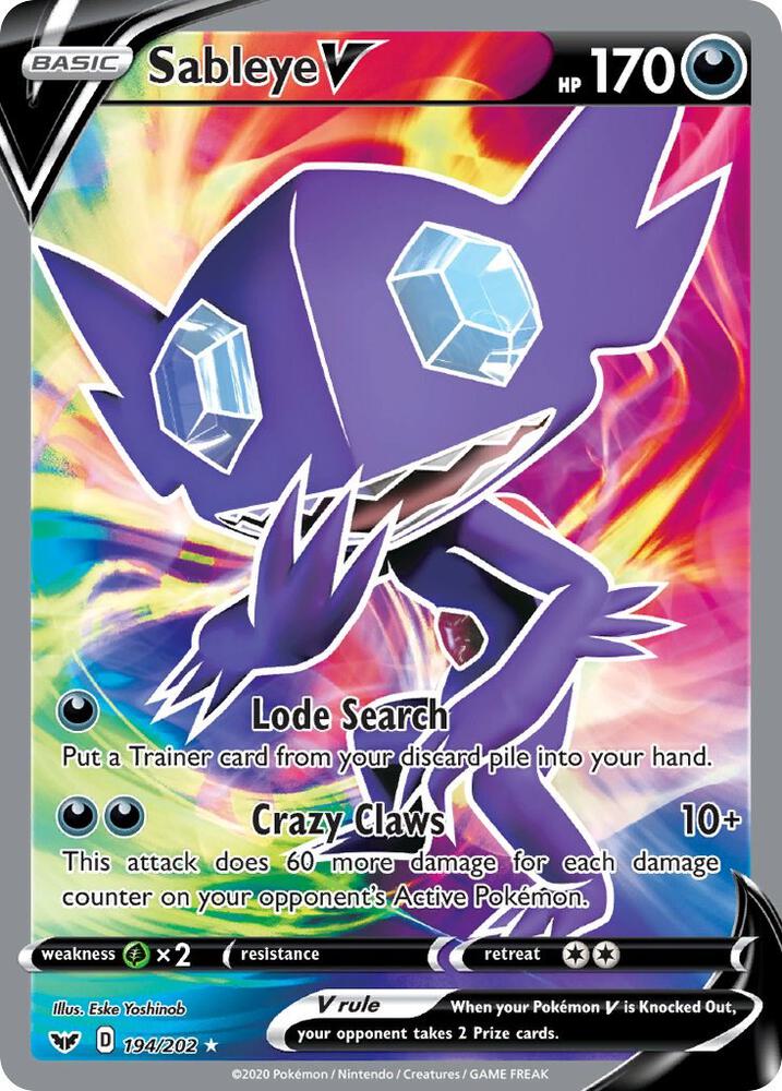 Sableye V (Full Art) 194/202 card from SWSH01: Sword & Shield Base Set