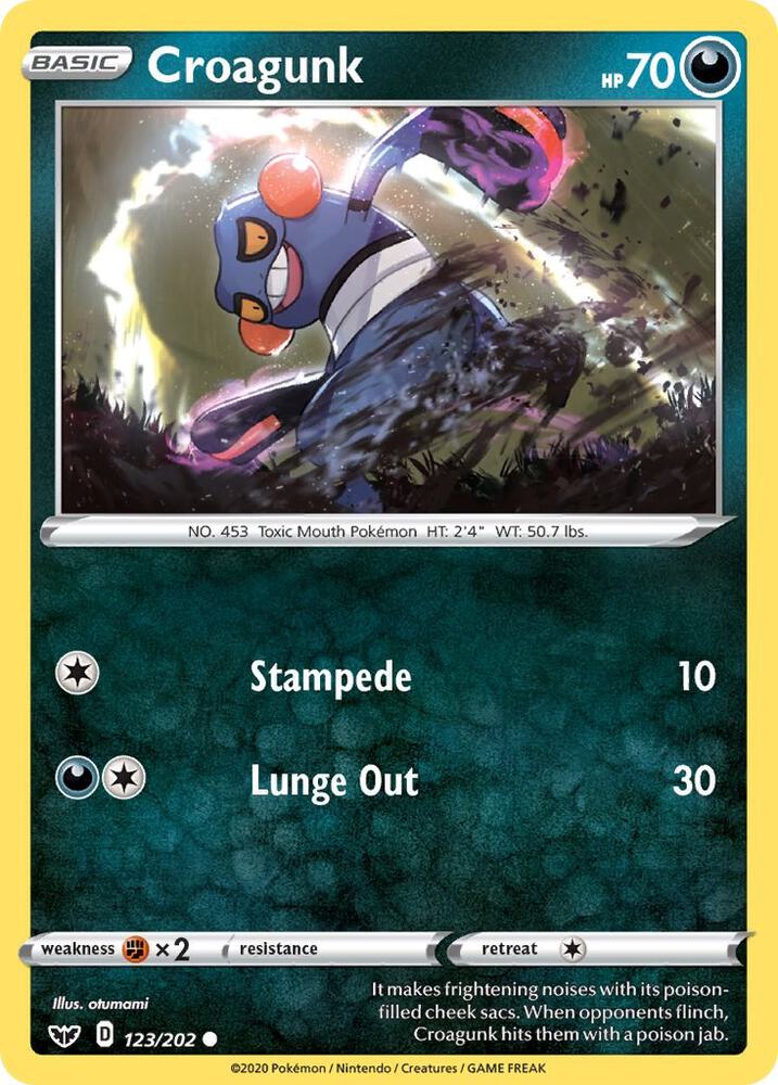 Croagunk 123/202 card from SWSH01: Sword & Shield Base Set