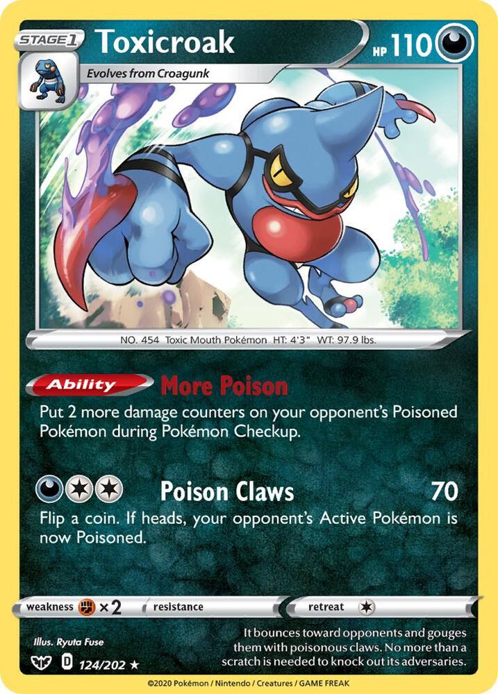 Toxicroak 124/202 card from SWSH01: Sword & Shield Base Set