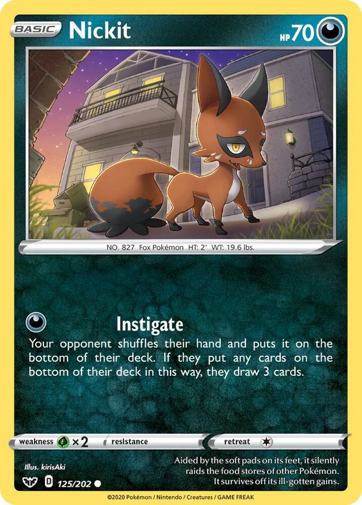 Nickit 125/202 card from SWSH01: Sword & Shield Base Set
