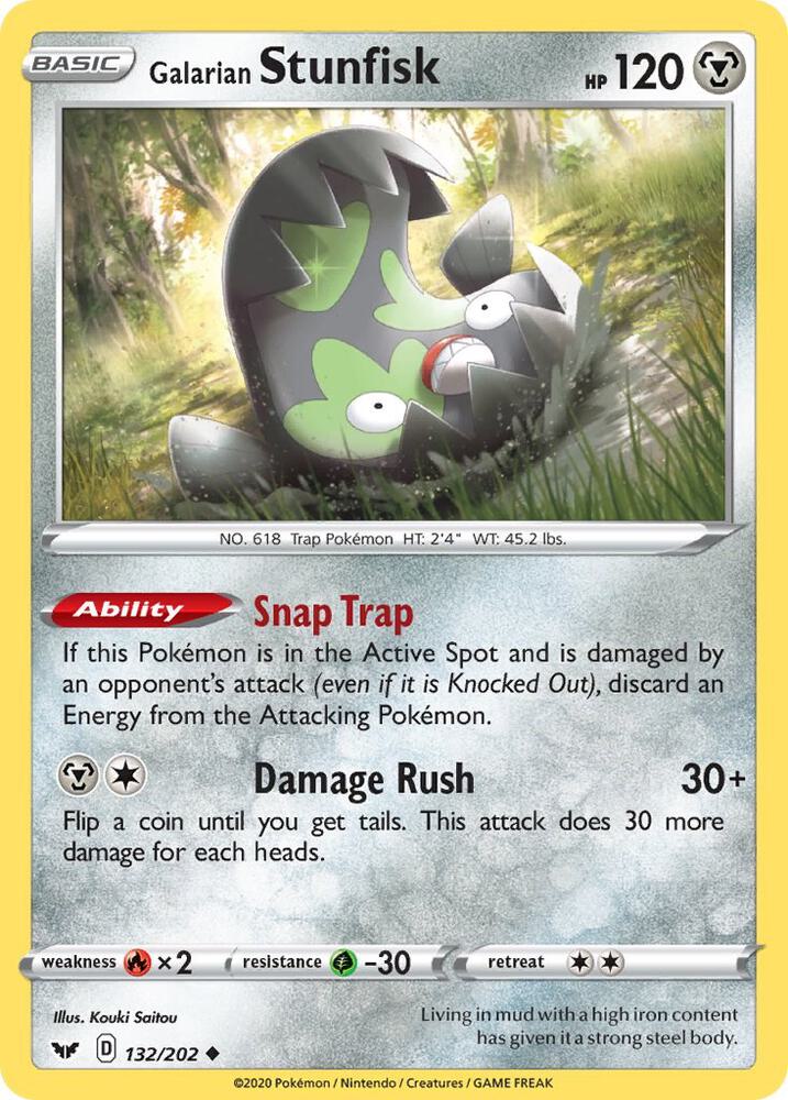 Galarian Stunfisk 132/202 card from SWSH01: Sword & Shield Base Set