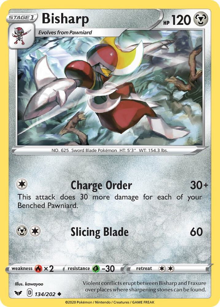 Bisharp 134/202 card from SWSH01: Sword & Shield Base Set