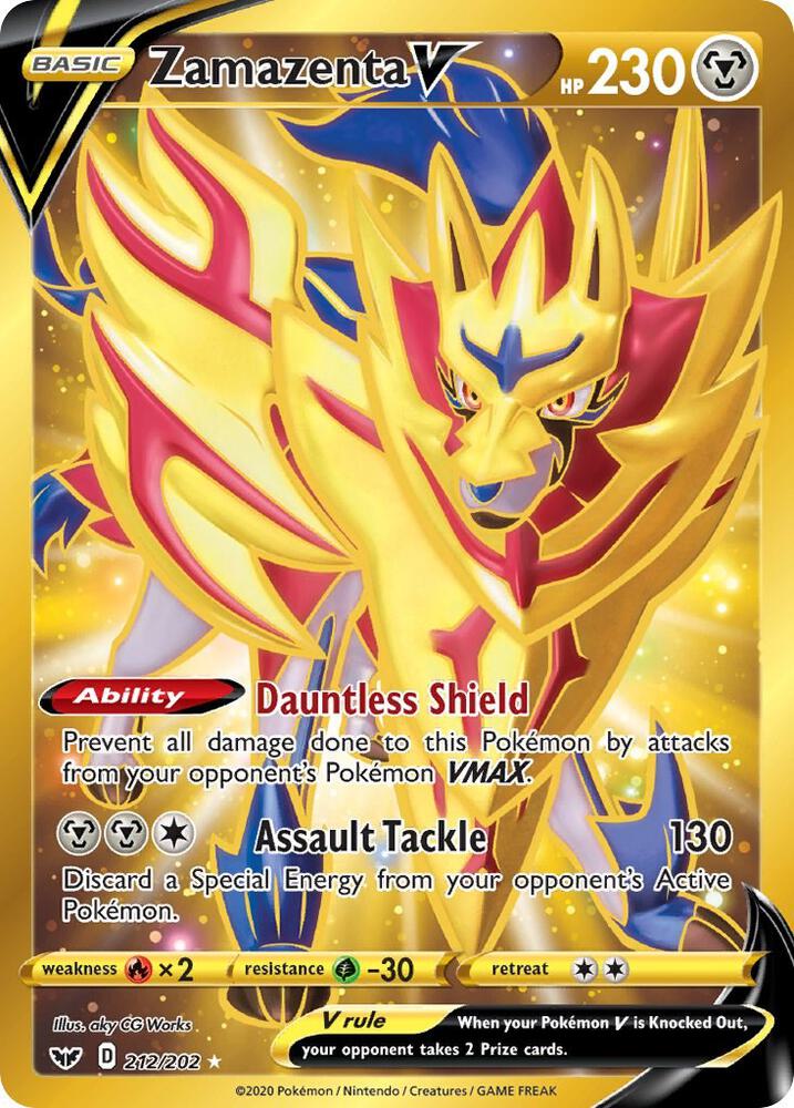 Zamazenta V (Secret) 212/202 card from SWSH01: Sword & Shield Base Set