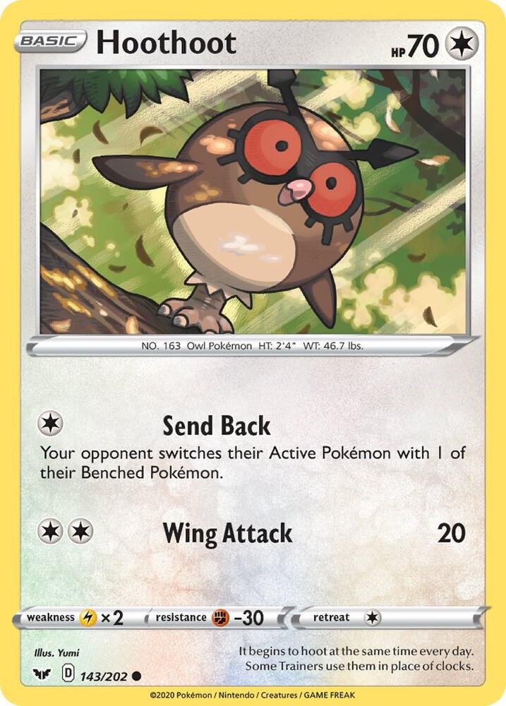 Hoothoot 143/202 card from SWSH01: Sword & Shield Base Set