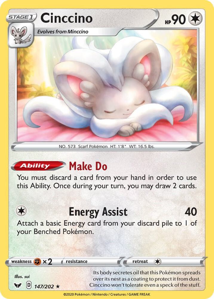 Cinccino 147/202 card from SWSH01: Sword & Shield Base Set