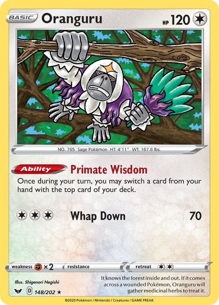Oranguru 148/202 card from SWSH01: Sword & Shield Base Set
