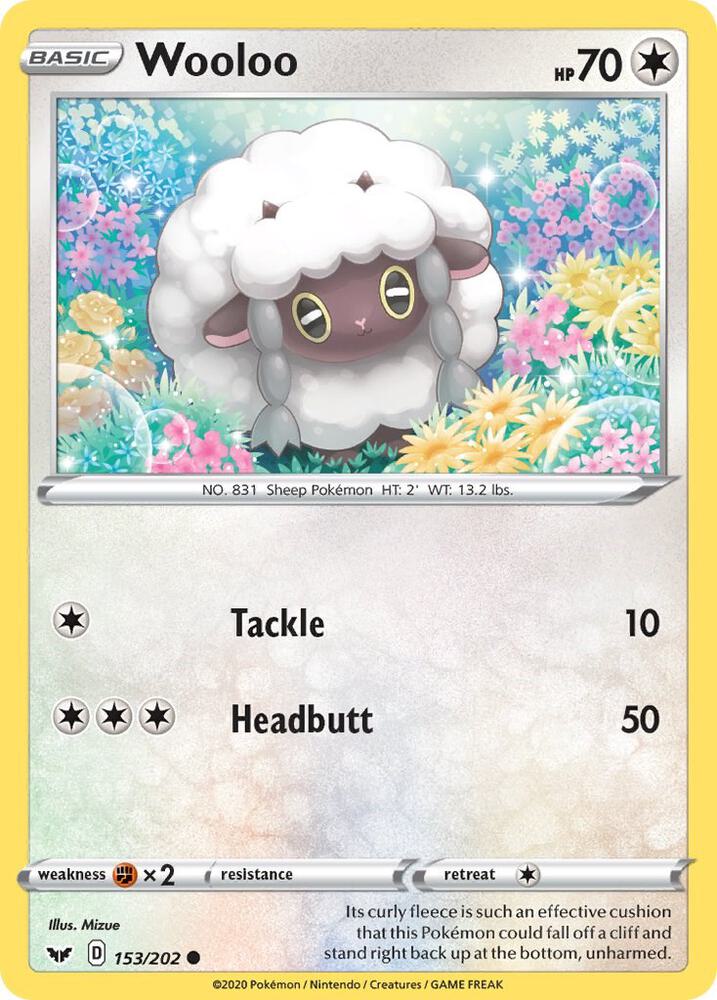 Wooloo (153) 153/202 card from SWSH01: Sword & Shield Base Set