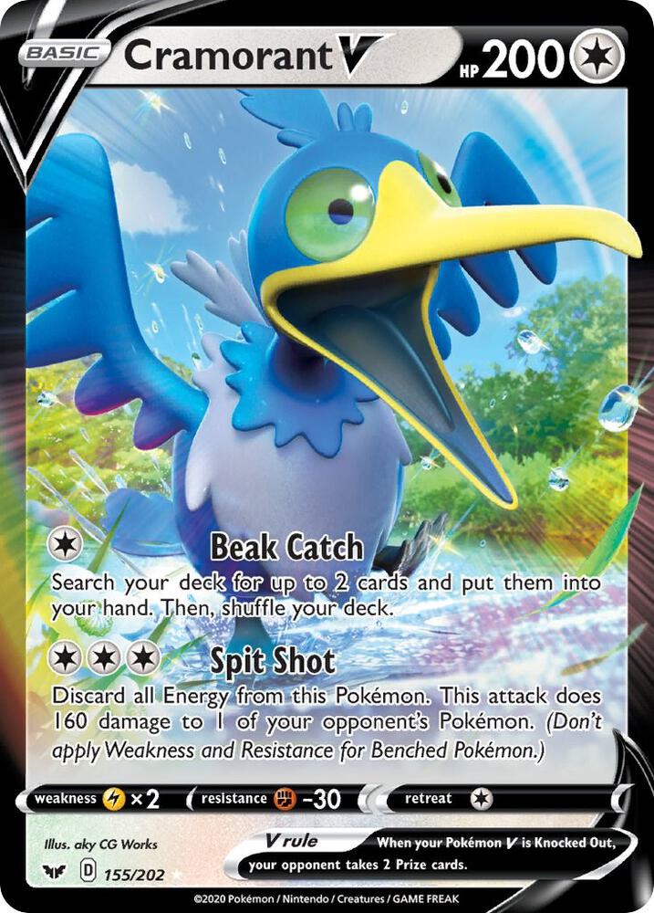 Cramorant V 155/202 card from SWSH01: Sword & Shield Base Set