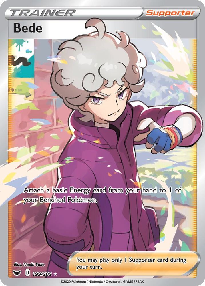 Bede (Full Art) 199/202 card from SWSH01: Sword & Shield Base Set