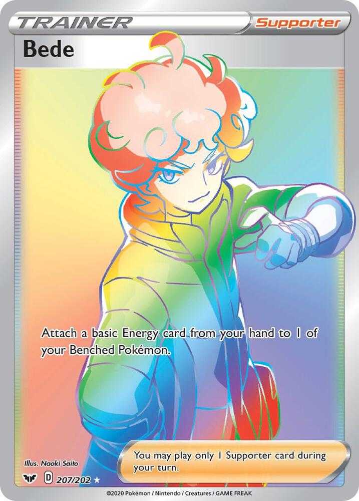 Bede (Secret) 207/202 card from SWSH01: Sword & Shield Base Set