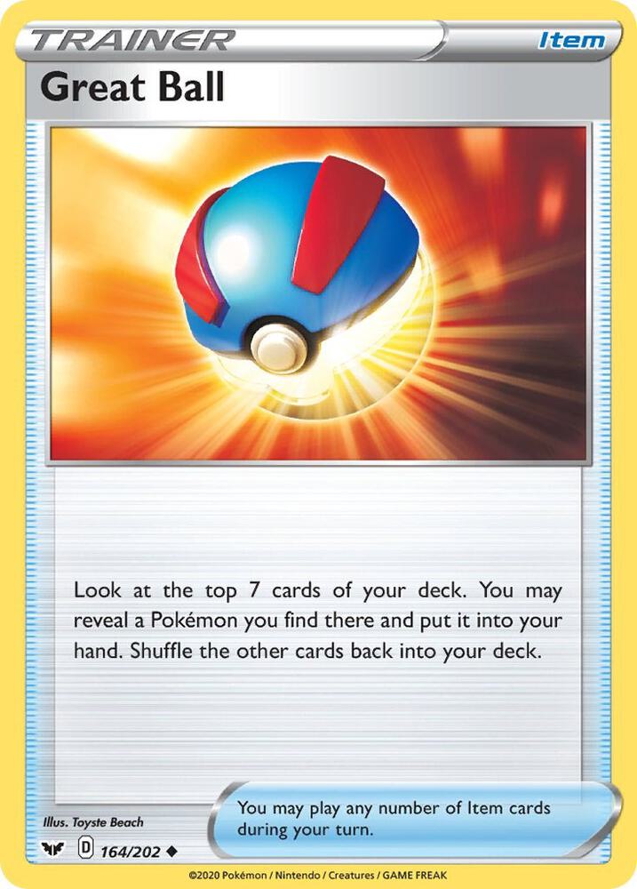 Great Ball 164/202 card from SWSH01: Sword & Shield Base Set