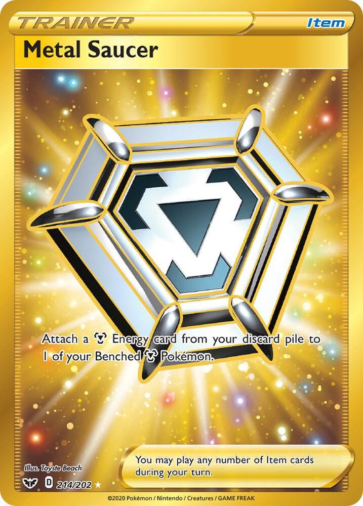Metal Saucer (Secret) 214/202 card from SWSH01: Sword & Shield Base Set