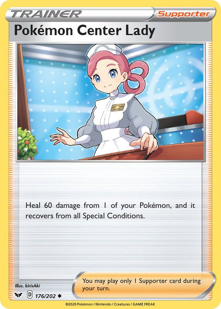 Pokemon Center Lady 176/202 card from SWSH01: Sword & Shield Base Set