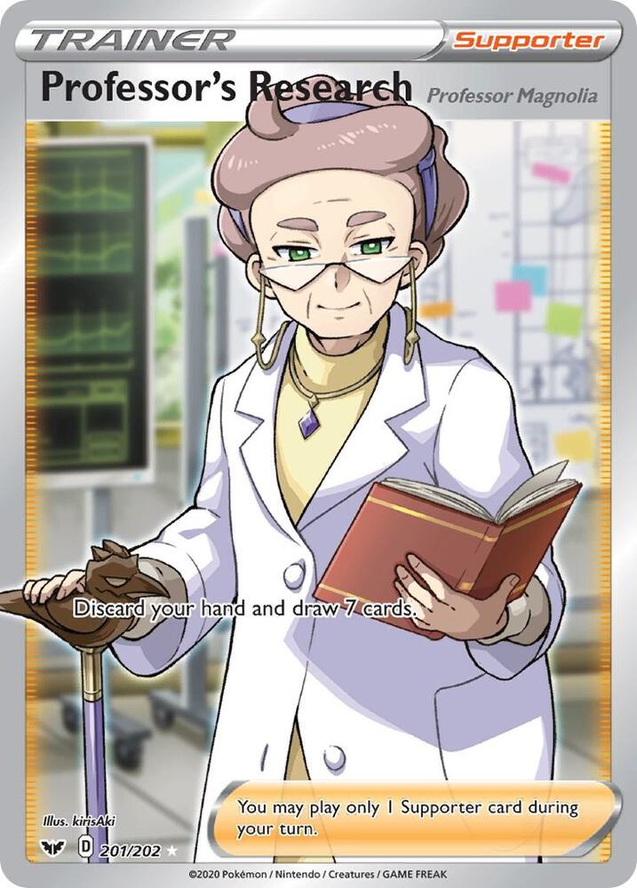 Professor's Research (Full Art) 201/202 card from SWSH01: Sword & Shield Base Set
