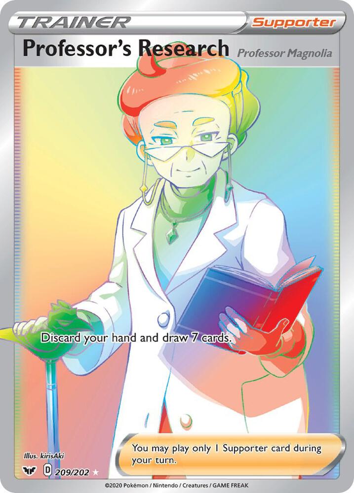 Professor's Research (Secret) 209/202 card from SWSH01: Sword & Shield Base Set