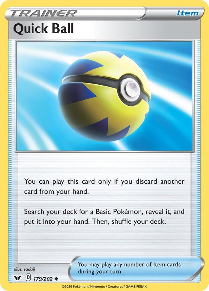 Quick Ball 179/202 card from SWSH01: Sword & Shield Base Set