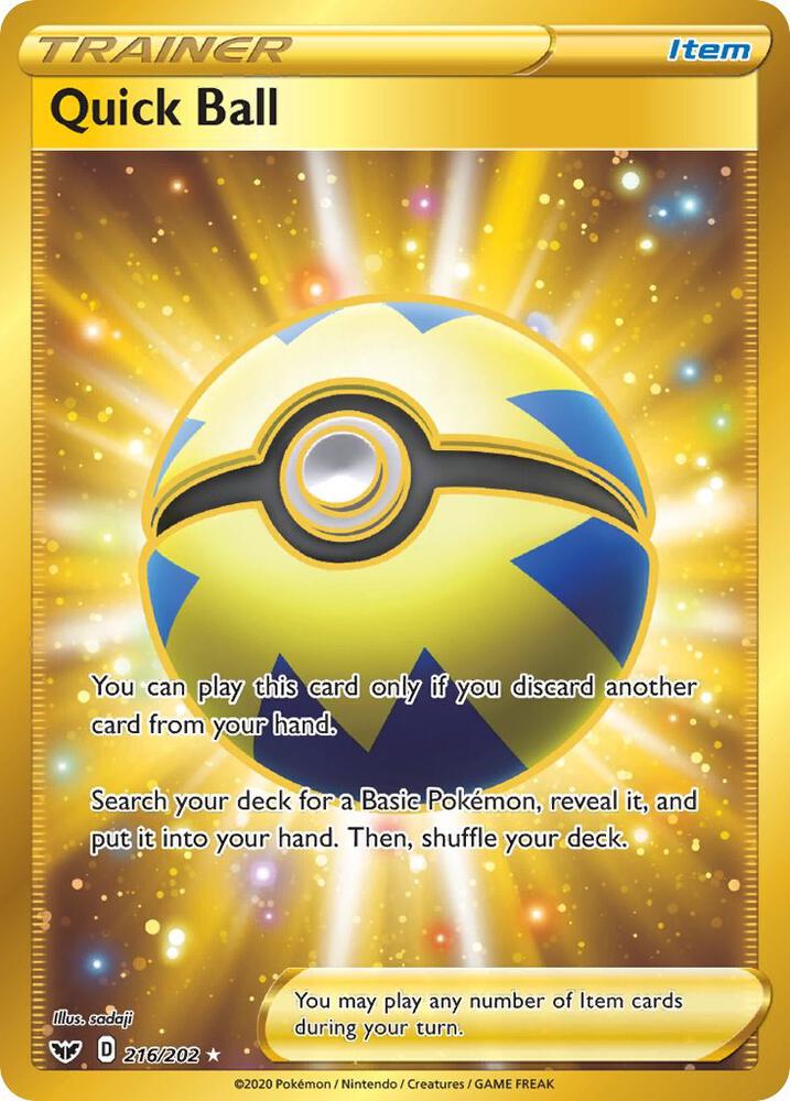 Quick Ball (Secret) 216/202 card from SWSH01: Sword & Shield Base Set