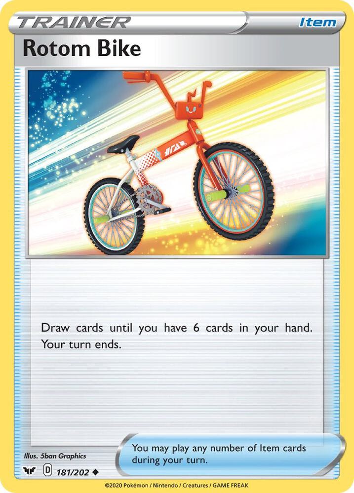 Rotom Bike 181/202 card from SWSH01: Sword & Shield Base Set