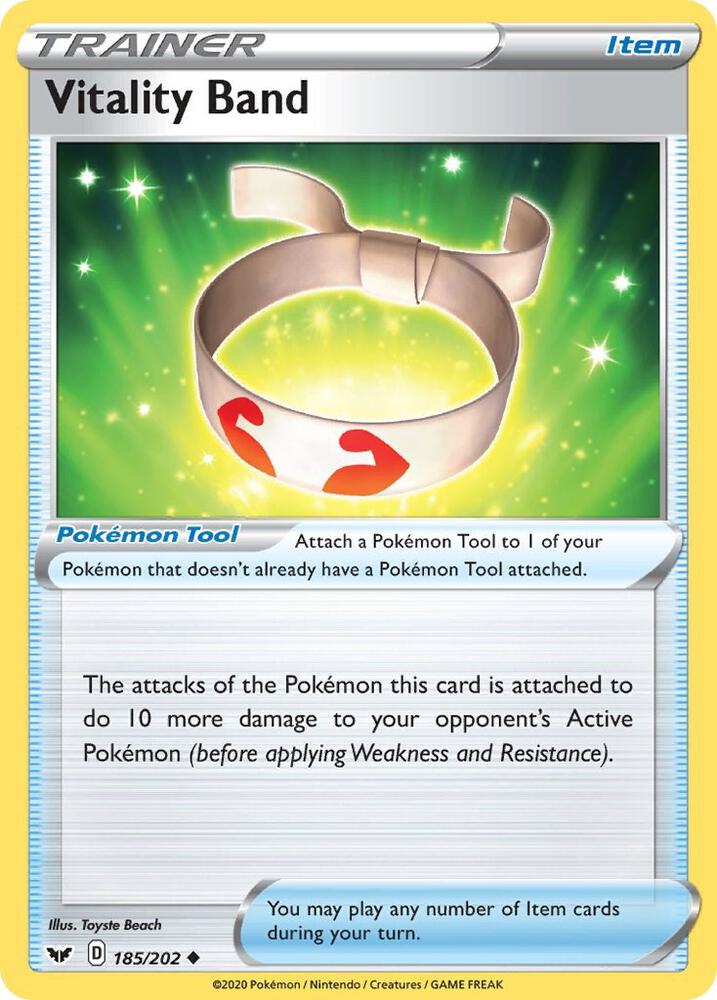 Vitality Band 185/202 card from SWSH01: Sword & Shield Base Set