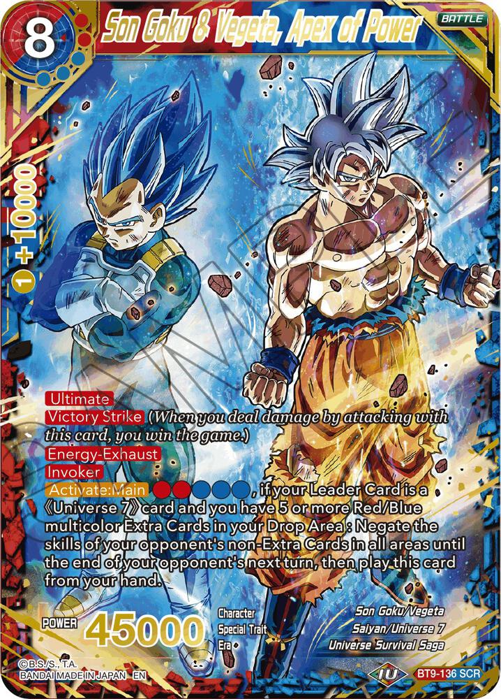 Son Goku & Vegeta, Apex of Power BT9-136 card from Universal Onslaught