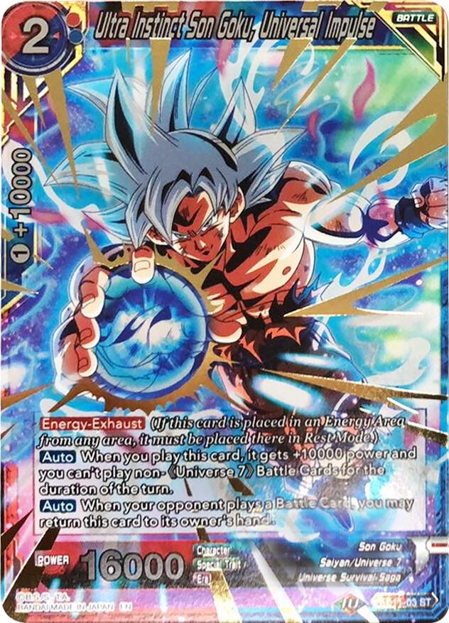 Ultra Instinct Son Goku, Universal Impulse (Gold Stamped) SD11-03 card from Universal Onslaught