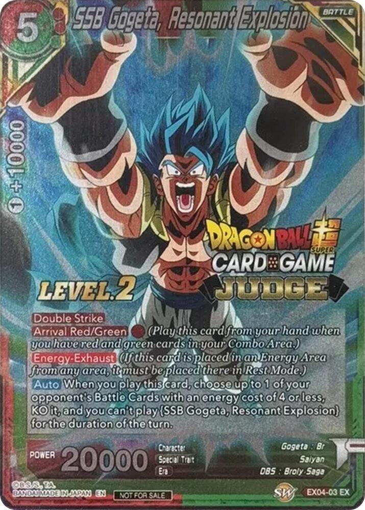 SSB Gogeta, Resonant Explosion (Level 2) EX04-03 card from Judge Promotion Cards