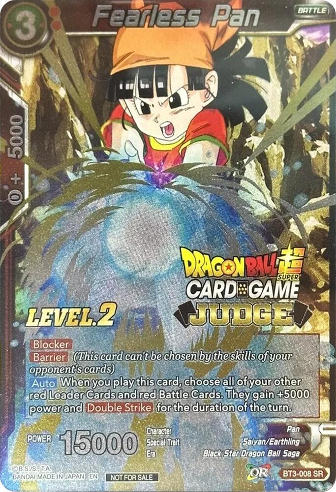 Fearless Pan (Level 2) BT3-008 card from Judge Promotion Cards