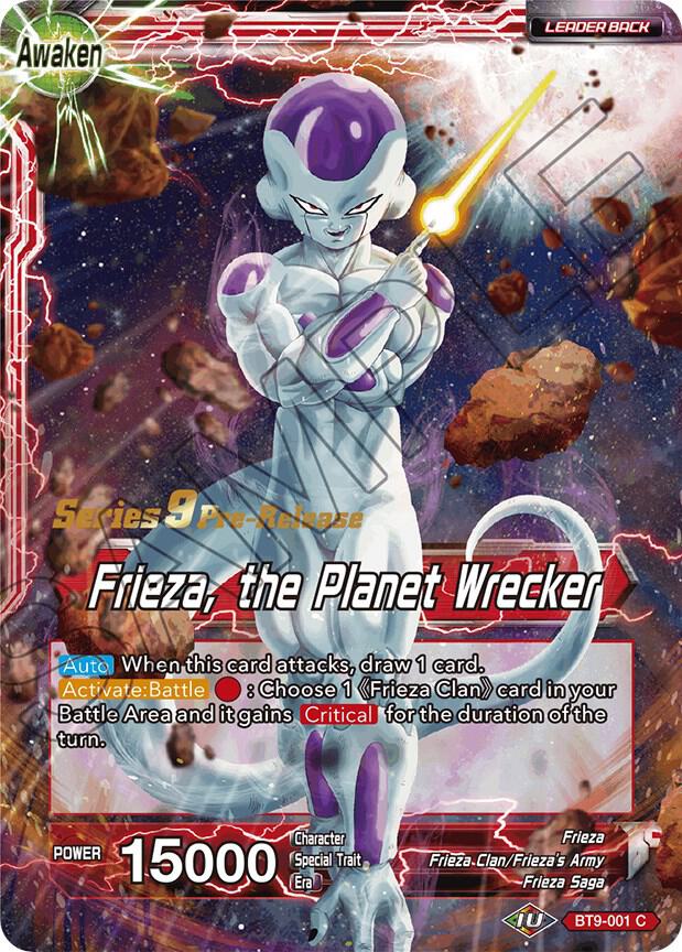 Frieza // Frieza, the Planet Wrecker BT9-001 card from Universal Onslaught Pre-Release Cards