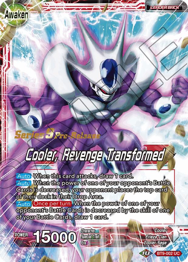 Cooler // Cooler, Revenge Transformed BT9-002 card from Universal Onslaught Pre-Release Cards
