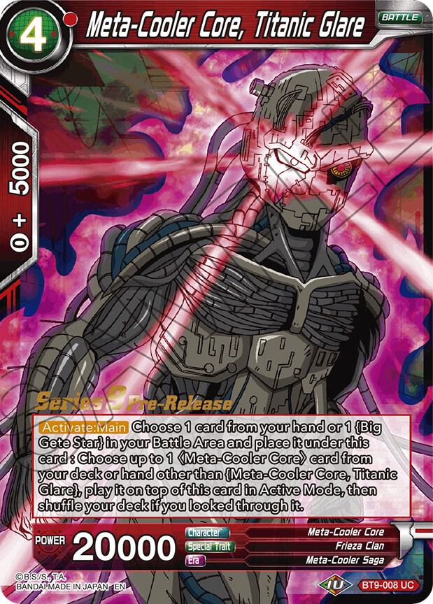 Meta-Cooler Core, Titanic Glare BT9-008 card from Universal Onslaught Pre-Release Cards