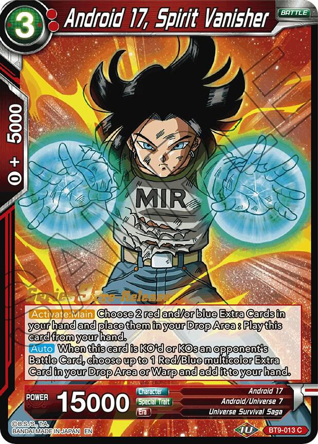 Android 17, Spirit Vanisher BT9-013 card from Universal Onslaught Pre-Release Cards