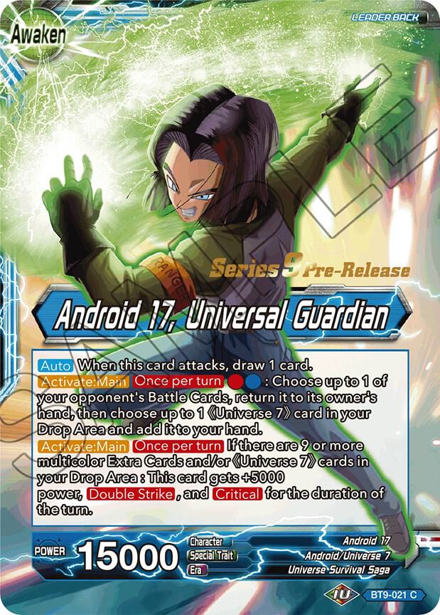 Android 17 // Android 17, Universal Guardian BT9-021 card from Universal Onslaught Pre-Release Cards