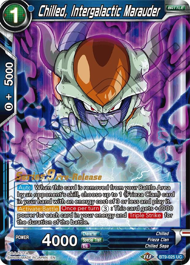 Chilled, Intergalactic Marauder BT9-025 card from Universal Onslaught Pre-Release Cards
