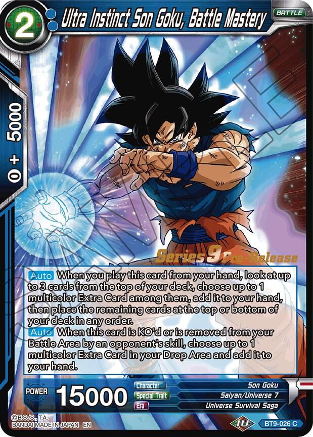 Ultra Instinct Son Goku, Battle Mastery BT9-026 card from Universal Onslaught Pre-Release Cards