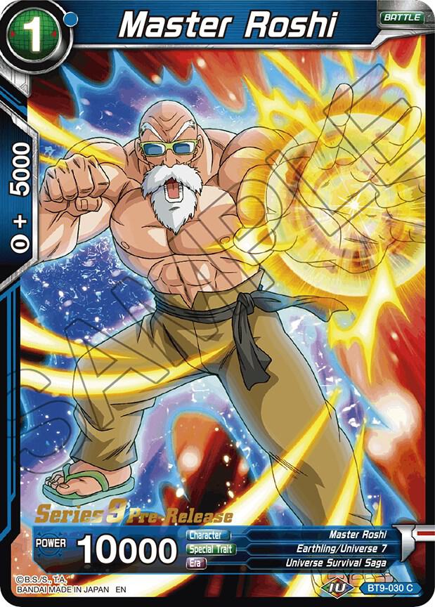 Master Roshi BT9-030 card from Universal Onslaught Pre-Release Cards