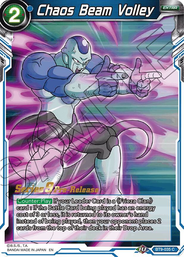 Chaos Beam Volley BT9-035 card from Universal Onslaught Pre-Release Cards