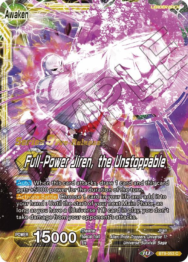 Jiren // Full-Power Jiren, the Unstoppable BT9-053 card from Universal Onslaught Pre-Release Cards
