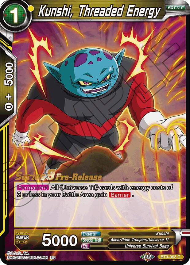 Kunshi, Threaded Energy BT9-063 card from Universal Onslaught Pre-Release Cards