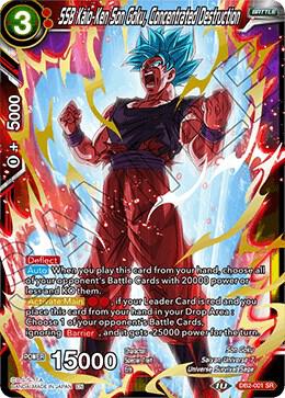 SSB Kaio-Ken Son Goku, Concentrated Destruction DB2-001 card from Draft Box 05 - Divine Multiverse