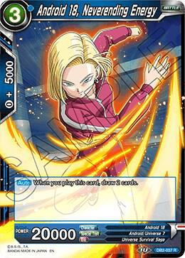 Android 18, Neverending Energy DB2-037 card from Draft Box 05 - Divine Multiverse