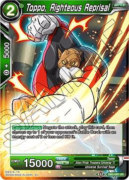 Toppo, Righteous Reprisal DB2-091 card from Draft Box 05 - Divine Multiverse