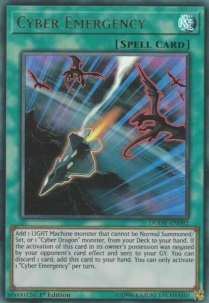 Cyber Emergency DUOV-EN092 card from Duel Overload