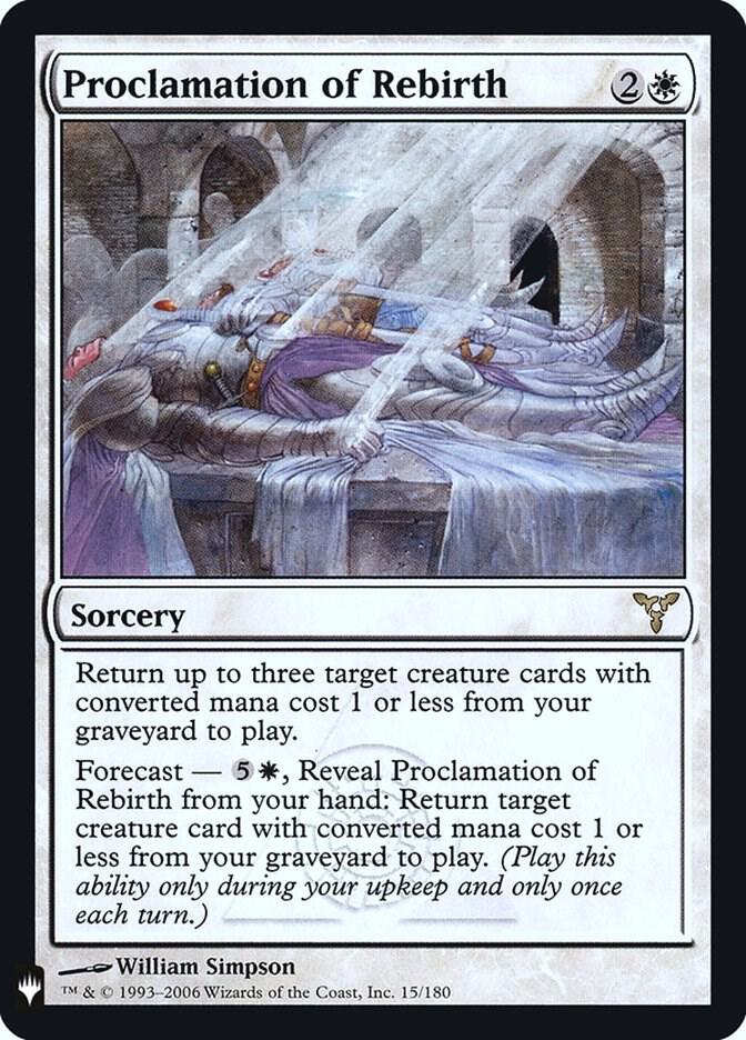 Proclamation of Rebirth 15 card from The List Reprints